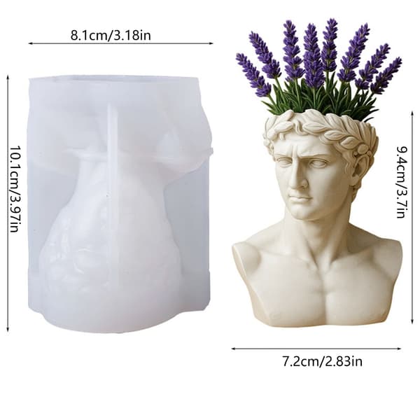 Silikonform for antikk gresk hodeformet plantepotte og dekorativ beholder