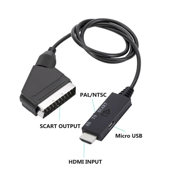 HDMI-kompatibel til Scart Adapter Konverter PAL NTSC SCART Output Micro USB