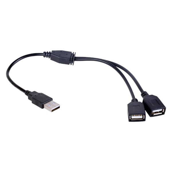 USB-kabel Praktisk USB-forlængerledning USB Y-splitter-kabel USB-han til 2 USB-hun-splittere Strømforsyningsledning Black