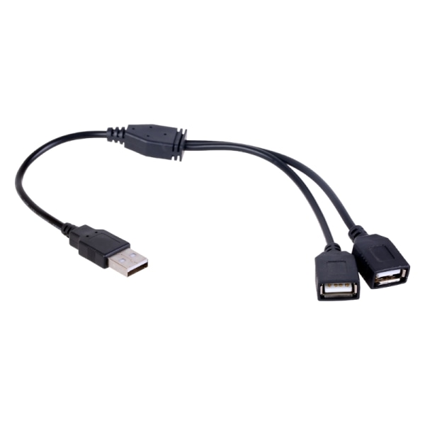 USB-kabel Praktisk USB-forlengelsesledning USB Y-splitterkabel USB-han til 2 USB-hun-splitter Strømforsyningsledning Black