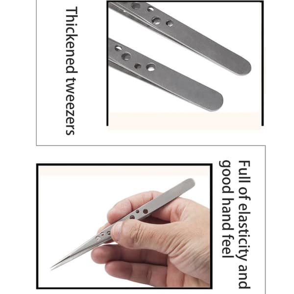 2 stk. ergonomisk pincetsæt i rustfrit stål til havearbejde og håndværk