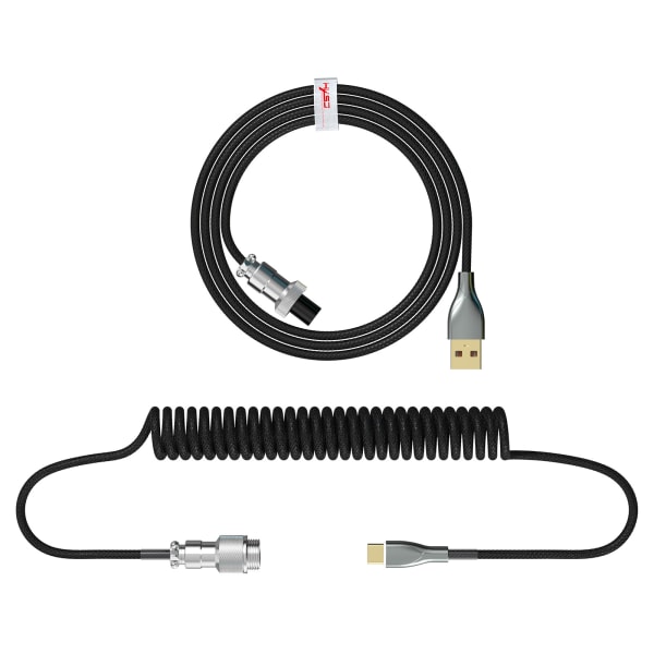 Typ C USB -kabel Mekaniskt tangentbord Spiral 2,2M Gaming Coiled Aviator-kabel