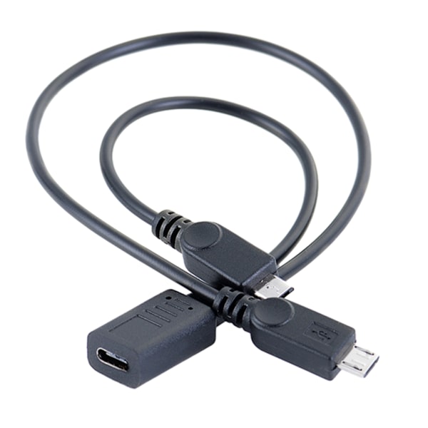 2 i 1 Typ C hona till mikro- USB -kabel Mobiltelefonladdarkabel Två enheter Splitter Micro USB C-adapter för telefon