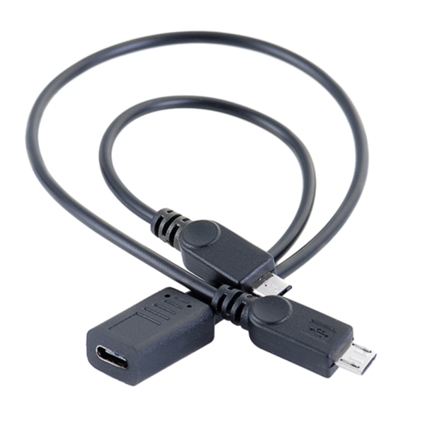 2 i 1 Type C hun til mikro USB-kabel Mobiltelefonopladerkabel To enheder Splitter Micro USB C-adapter til telefon
