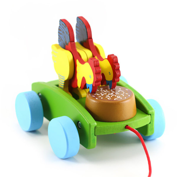 Mini för Lek Vehicle Pull Billeksak Trä Push & Go-djur för bilar för med redskap som springer Anti-kollision Toddler Interacti null - D