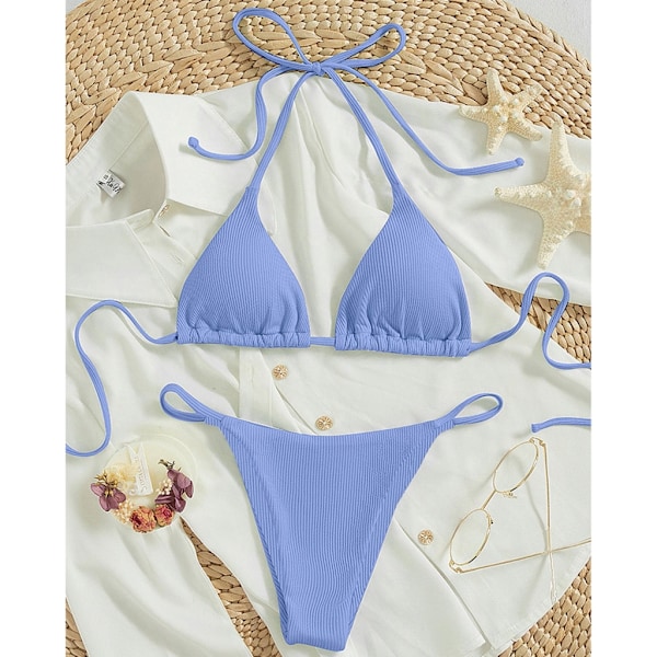 Naisten uima-asukokonaisuus, narubikinit, yläosa ja sivuilta säädettävä alaosa Mint Green L