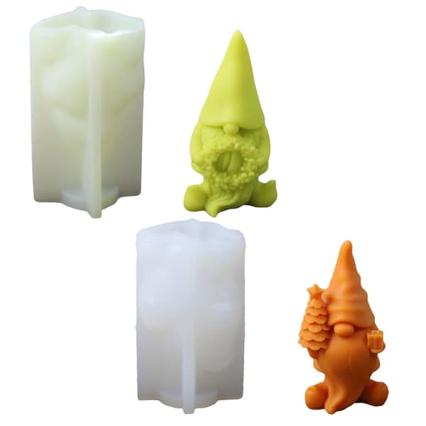 2x/Set 3D Tomtar Silikonform Julformar Jultomte Doftljusformar