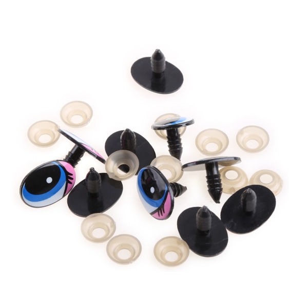 5 par (10 st) Ovala Blå Säkerhetsögon i plast Leksaksdockor Dockor Ögon gör-det-själv 24 x18 mm