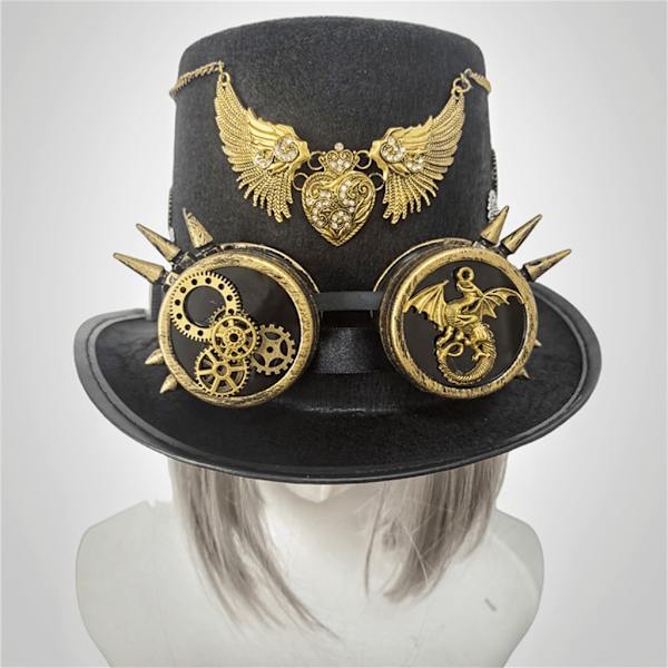 Gothic Flosshatt Hjerte Vinge Design Briller Hatt Hodeplagg Kostyme Tilbehør