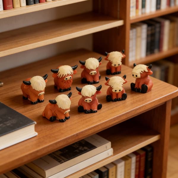 Miniature Ko-Statue Havepynt Mini Highlands Ko-Figurer Kagepynt