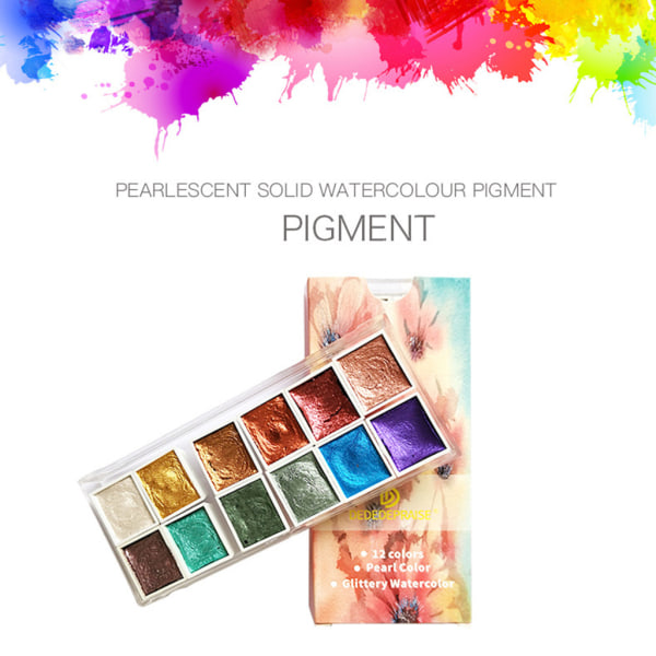 Skimmer Solid Paints Metallic Akvarell Pigment 6/12 färger för färgning av färg null - B