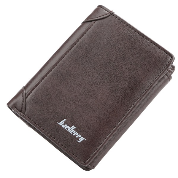 Menn PU-skinn kort lommebok ID Kredittkortholder Vintage Trifold Pocket Change Coin Business Purse Coffee