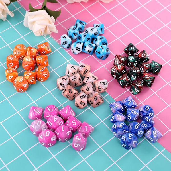 10 stk/sett 10-sidet D10 polyhedral terning tallskive bordspill 1