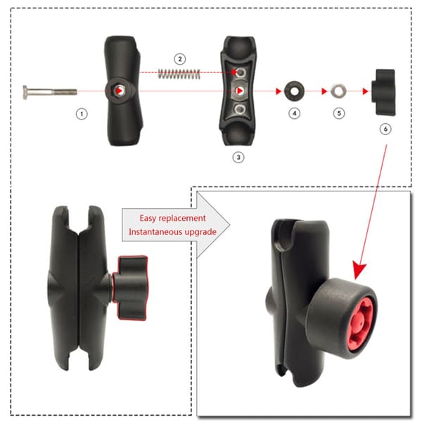 5.91in Dobbelt Socket Arm RAM Mount til 1'' Kuglebase B størrelse Kugleadaptere