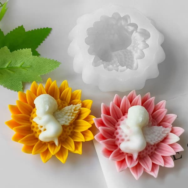 Handgjorda Ljusformar 3D Blomma Silikonformar Babyformar Gipsformar