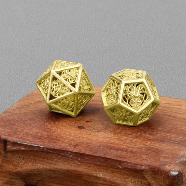 7 stk. Multifunksjonell-Polyhedron Terninger Hule Metall Terninger Sett Bordspill-Terninger
