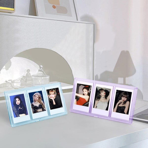 3 tum fotoram Ins Stjärnor Litet kort Plattform Fotohållare Kamera Fotoskal för Polaroid Mini Storage 3 Grid Transparent