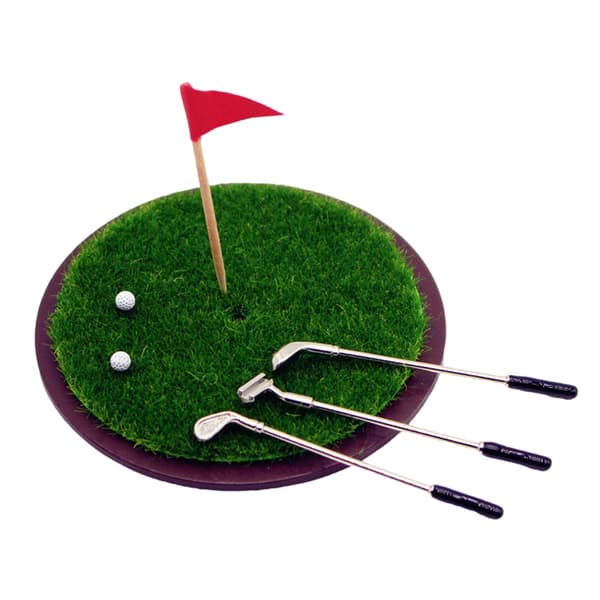 Minigolf Putting Green Gräsmodell Figurset Dockhus Sceninställning