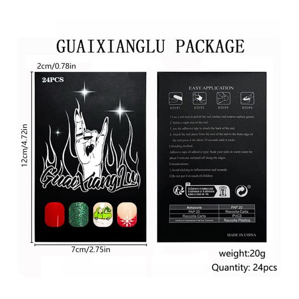 Flash Press On Fingernegl Winter Holiday Design Stabil Oval Formad Manikyrset