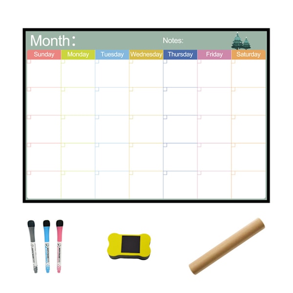 A3 Magnetic Monthly Planner Whiteboard Jääkaappimagneetti Viikoittainen viestipiirros Jääkaappitiedote