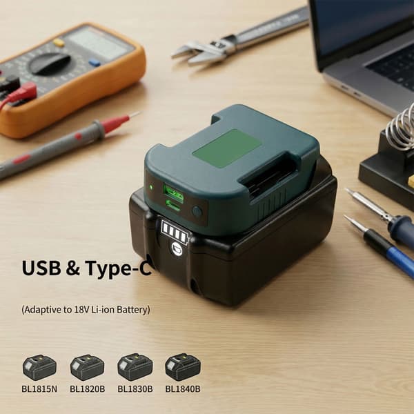 Slitesterk ABS 18V strømbatteriadapter for DCB204, DCB203, DCB200 DCB206