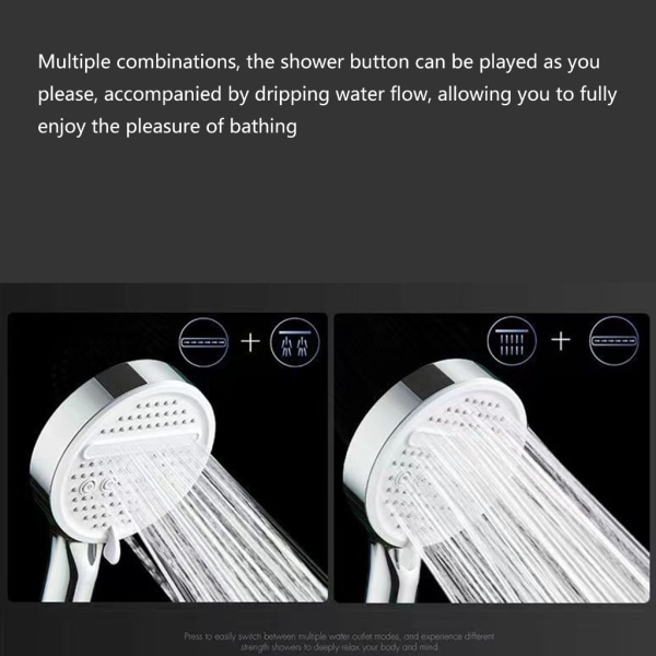 5 moduser Håndholdt dusjhode Vannsparing og filter Dusjhode Pressure Boost Dusjhode Massasje Følelse Dusjhode