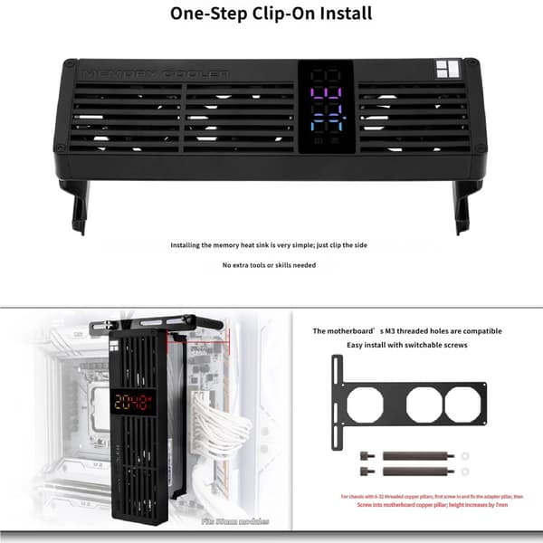 3 blæser RAM-kølere med temperaturmonitorering i realtid til gaming-pc
