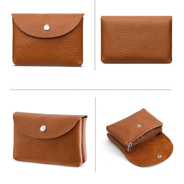 Mode läderkort Hållare Plånbok Byte Pocket Myntväska för män kvinnor Red Double layer