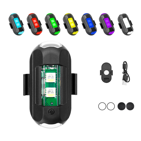 Antikollisionsvarning Blinkers Motorcykellampa med Strobe trådlös indikator Velcro Magnet Manual Switch