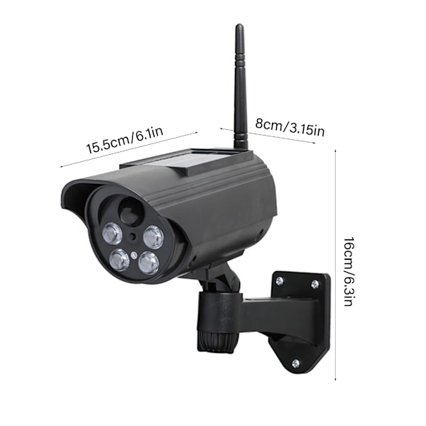 Falsk solcellsdriven säkerhetskamera, väderbeständig, realistisk CCTV-övervakningsutrustning