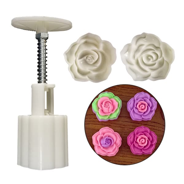 Månekakeform 50g Rose Blomst Stempel Kakekjeksform Kutter Bakeutstyr