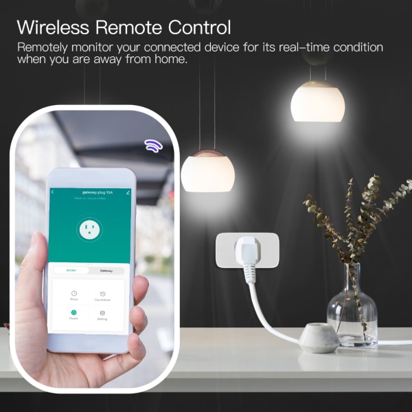 WiFi-uttag Kontakt Miniuttag Bluetooth-kompatibel Hub Funktionalitet Röststyrningsassistenter Fjärrstyrt för Smart 15A US P