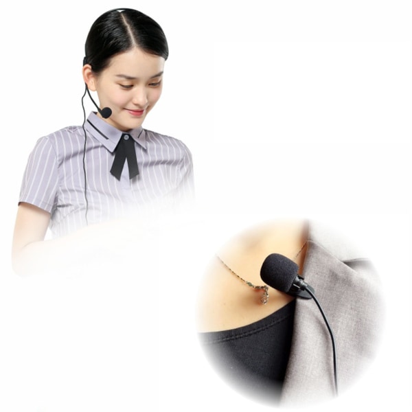 Röstförstärkare bärbar med trådanslutet headset Mikrofonhögtalare Hifi-ljud Black