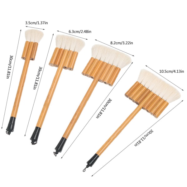 4 typer av ullrad målarpensel Återanvändbar platt pensel för akvarellkeramik 7 tubes