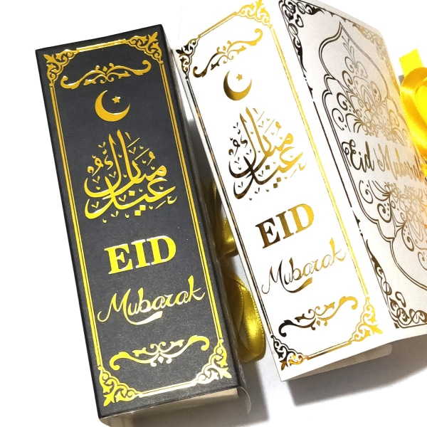 10 st Koranbok Form Eid Mubarak Godislåda Islam Ramadan Presentförpackning Chokladkakor Förpackningslåda White