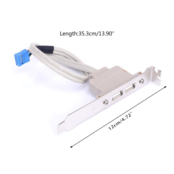 2 portar USB 2.0 hona bakpanel till moderkort 9-pin header-kontakt Kabeladapter med PCI-kortplats Plattfäste 30 cm