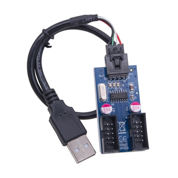 USB 2.0 hane till 2 hane USB 9-stifts internkabel 9-stifts kontaktadapterport null - USB2.0