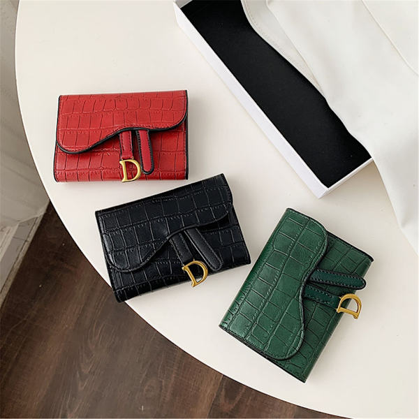 Kontanthållare Kvinna Flicka Kort typ Myntväska Clutch Alligator Texture Wallet Brown
