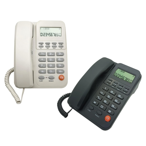 Fast telefon Multi med nummerpresentation Väckarklocka Handsfree bordstelefon Black