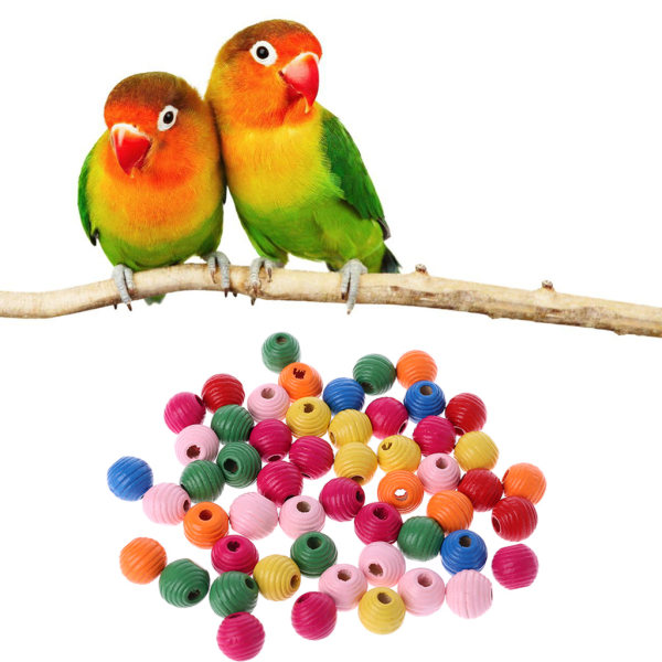 50 st träpärlor Fågeltuggleksaker Färgglada fågelleksaker papegojatuggtillbehör