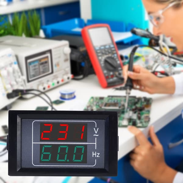 Spänning- och Frekvensmätare Dubbel Display LED Digital AC Voltmeter Frekvens Mätare