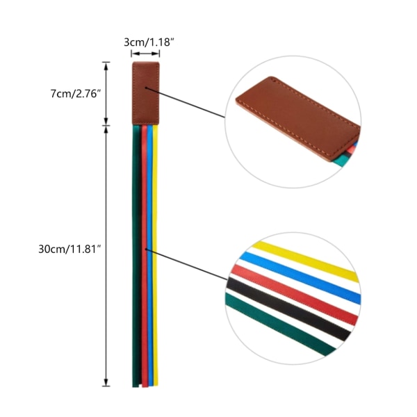 4 stk lærbokmerker med fargerikt bånd lesebokmerke for bokelsker