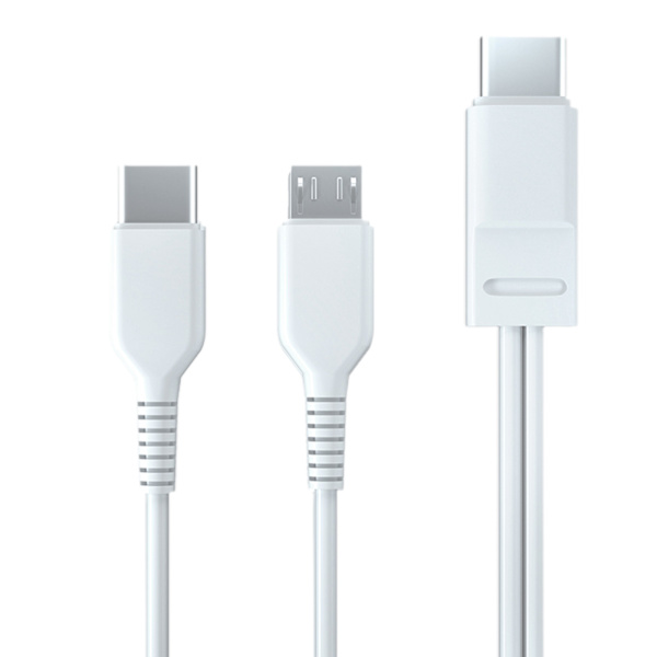 Universal 2 in 1 USB C -kaapeli Micro USB + USB C - USB C -pikalatausjohto
