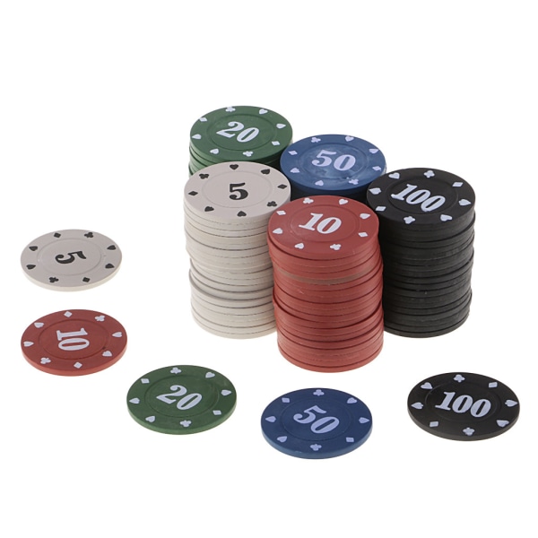 100x Brädspel Pokermarker Kasinospel Rekreation Pengar Set Casino Pokermarker