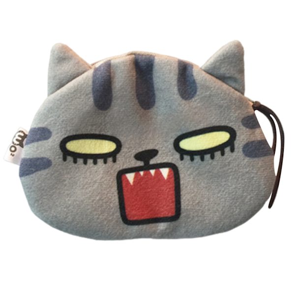 Tecknad Cat Face Change Purse Hörlursväska med dragkedja för myntväska C
