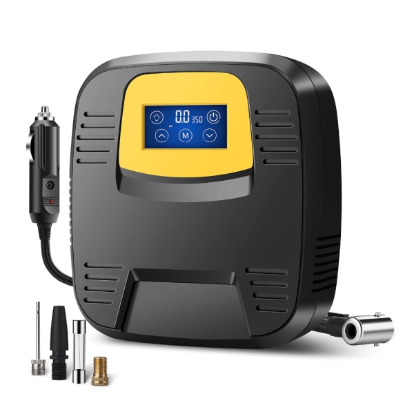 Däckpump Bärbar luftkompressor, luftpump för bildäck med digitala däcktrycksmätare Luftkompressor 120PSI