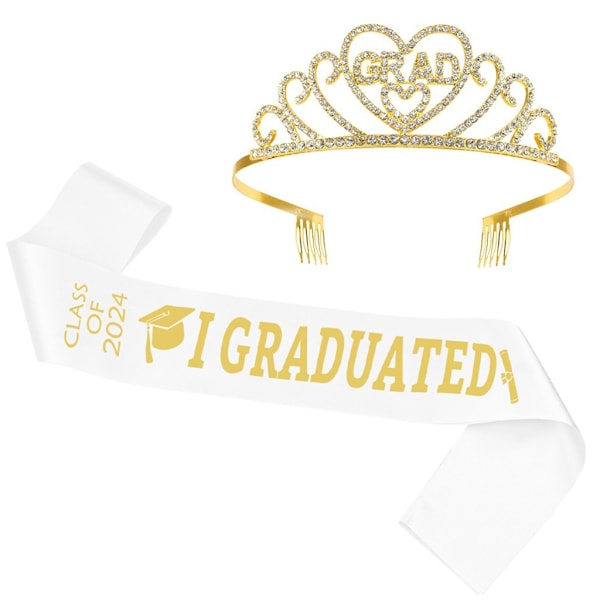 Gradueringsstole Sash for College Ceremony Graduation Honor Stole/Crown Silver