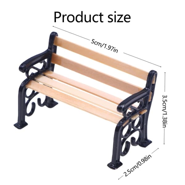 Håndlavede miniature parkstole modelfigur til dukkehuslandskab 2 STK