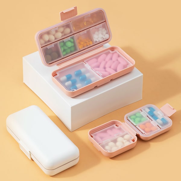 Bärbar Travel Tablet för Pill Box Hållare Avdelare Organizer Container Piller Förvaring för case Orange S