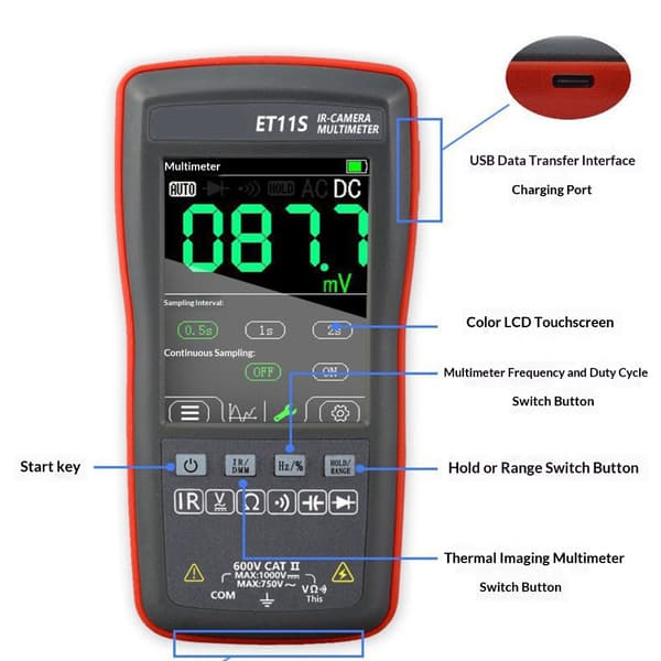 Termisk billeddannelse Multimeter Termometre Højopløselig Termisk Billeddannelse